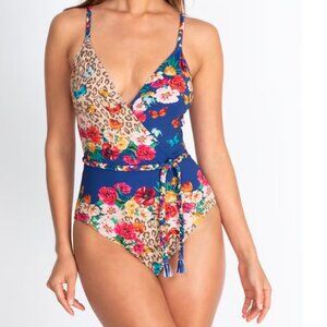 NWT Womens Johnny Was Floral Wrap One Piece Swimsuit Plus Sz 2XL $198